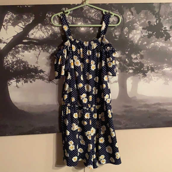 COPY - 🌻Sunflower 🌻navy polka dot shorts romper 6X - Picture 2 of 11